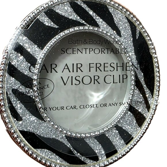 New Bath & Body Scentportable Car Air Freshener Visor Clip Zebra Glitter Silver - Picture 4 of 4